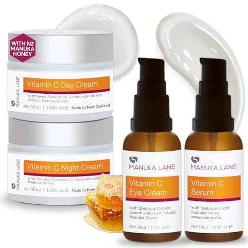 Vitamin C Complete Skin Care Regimen | Includes (1) Day Cream, (1) Night Cream, (1) Face Serum, (1) Eye | Powerful, Safely Derived, and Natural Ingredients
