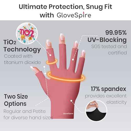 Thickened UV Gloves for Nails, UPF50+ UV Protection Gloves, Fingerless Design for Women Gel Manicures Anti UVA UVB Light (Dusky Rose, One Size Fits Most)