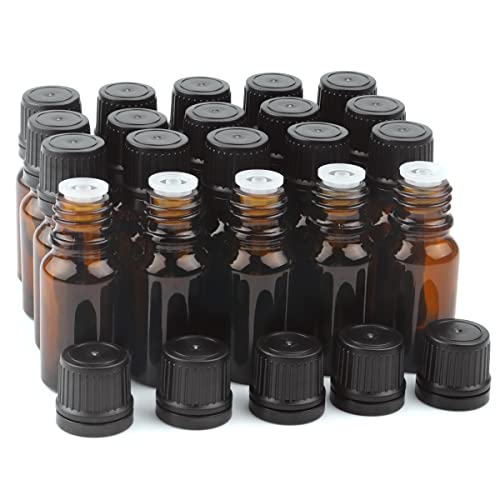 10ml Amber Glass Dropper Bottles for Essential Oils (20 Pack)