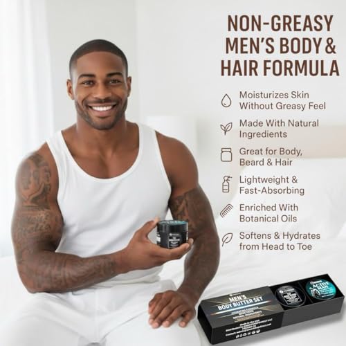 Body Butter for Men Pack of 2, Cologne Scented Moisturizer Gift Set for Men