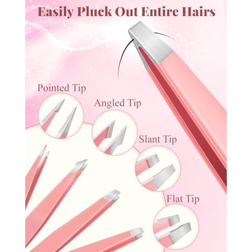 MORGLES Eyebrow Tweezers for Women Facial Hair, 10 in 1 Eyebrow Kit with Pimple Popper and Blackhead Remover Tools, Precision Ingrown Hair Tweezers Set with Travel Bag, Grooming Beauty Set