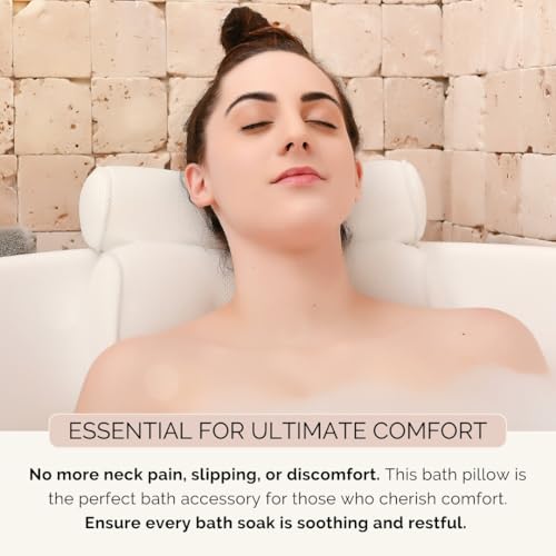 Monsuri Deluxe Bath Pillow - Neck & Shoulder Support with Suction Cups