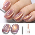 Double Rhythm Cat Eye Gel Nail Polish 15ML Golden Violet with Magnetic Holographic Glitter - Brown Purple Variant