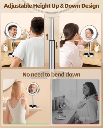 VPU Chrome 9-inch Lighted Makeup Mirror with 30X Magnification & Adjustable Brightness