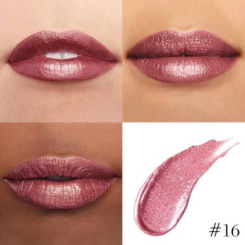 evpct Mauve Pink Metallic Lip Liner & Liquid Lipstick Set, 0.13 Fl Oz - Long Lasting Waterproof Gloss & Stain, Dusty Rose Shade