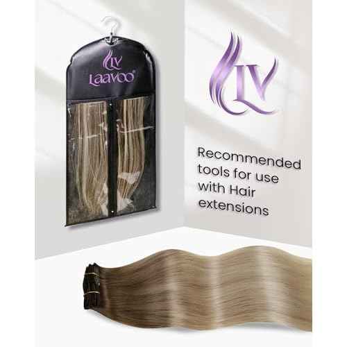 LaaVoo Clip in Hair Extensions Real Human Hair Blonde Ombre Human Hair Clip in Extensions Light Brown to Platinum Blonde Hair Extension Clip ins Silky Straight 18 Inch 5pcs/80g
