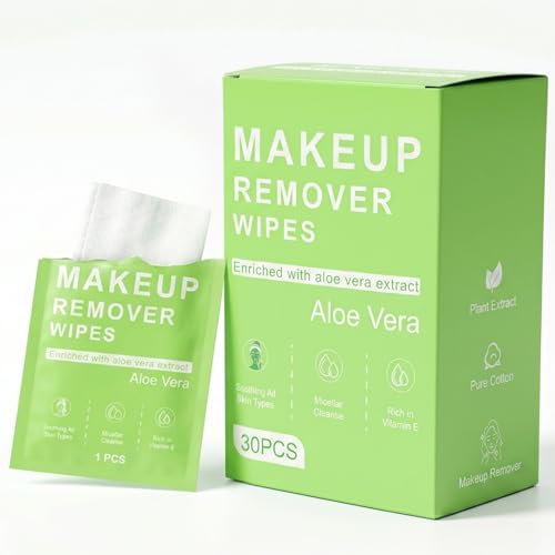 30ct Gentle Makeup Remover Wipes – Biodegradable, Travel-Size