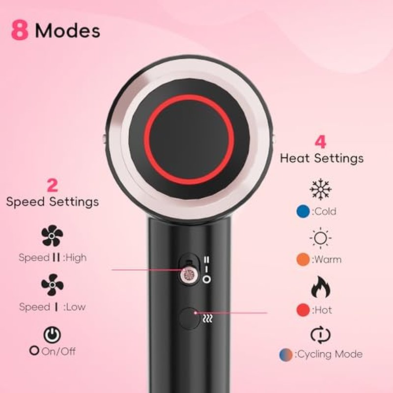 CINOSTAR Ionic Hair Dryer with Diffuser & Concentrator, Brushless Motor