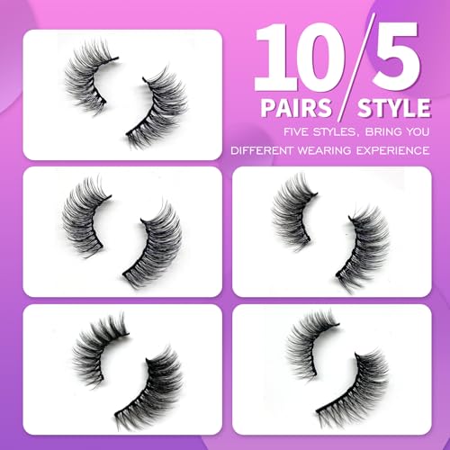 Royaomis Magnetic Eyelashes 10 Pairs with Eyeliner & Applicator
