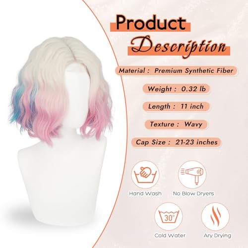 Haloo Rainbow Bob Wig - 11" Short Curly Lace Front