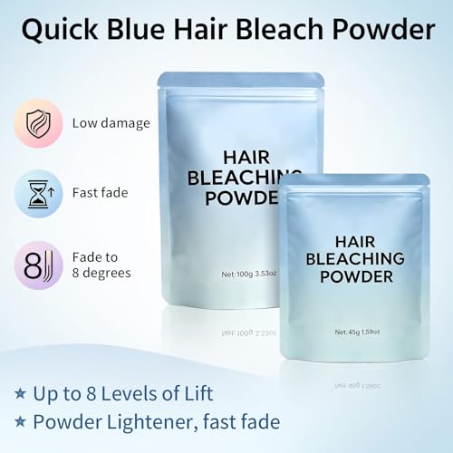 JUANCHI Professional Hair Bleach Powder - Lightens Up to 8 Levels (45g)