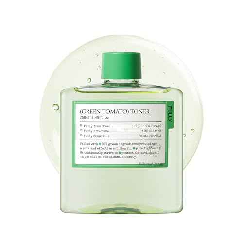 FULLY Green Tomato Toner, Pore Tightening with 95% Green Tomato Extract and VIT C, Skin Soothing and Hydrating, Fragrance Free, Vegan & Dermatologically Tested, 8.45 fl.oz