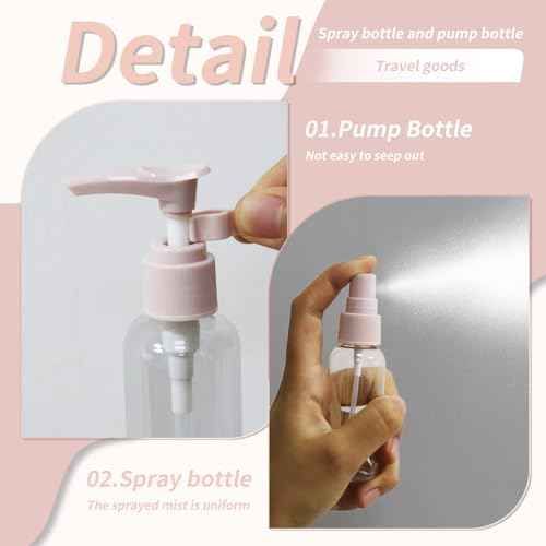 16 Pack Travel Bottle Set for Toiletries, Travel Containers for Toiletries With Clear Zipper Toiletry Bag, Leak Proof Refillable Squeezable Travel Toiletries Bottles for Skincar Lotion Shampoo