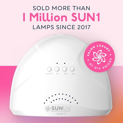 SUNUV UV LED Nail Lamp with UV Gloves for Gel Nails, 2 Timers, Sensor, White