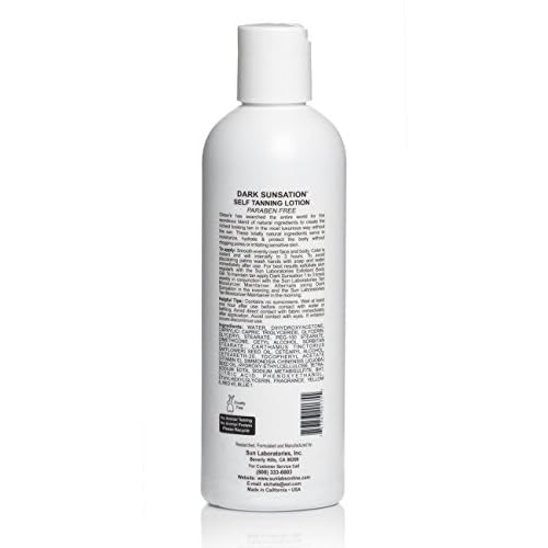 Sun Laboratories By Giesee Dark Sunsation Self-Tanning Lotion for - 2 Pack 8 oz | Ultra Dark Tanning Lotion, Natural Self Tanner, Non-Toxic Tanning Bed Lotion, Face Tanner, Sunless Tanner