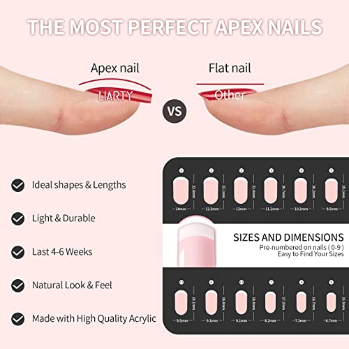 LIARTY 480 Pcs French Press On Nails Medium, French Tip False Nails Manicure, 12 Size Acrylic Full Cover Artificial Fake Nails, Natural