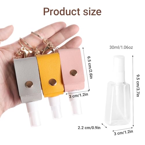 Keychain Alcohol Spray Bottle, Mini Travel Size Spray Bottle 1 oz, Portable Refillable Hand Sanitizer Bottle Case