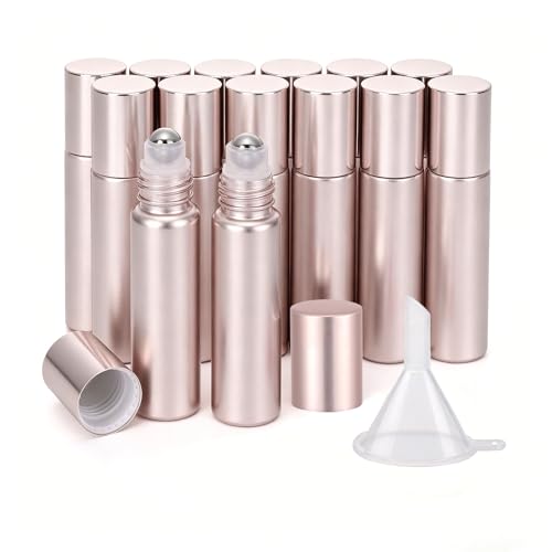 Kesell 14-Pack 10ml Glass Roller Bottles Rose Gold