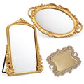 Vintage Gold Mirror & Jewelry Tray Set - 3 Piece