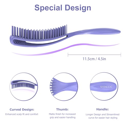 SHINLEA Purple Detangling Brush for Curly & Wet Dry Hair - Shell-Shaped Design