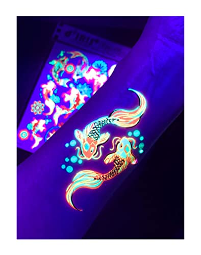 Glow In The Dark Temporary Tattoo - Koi Fish Design