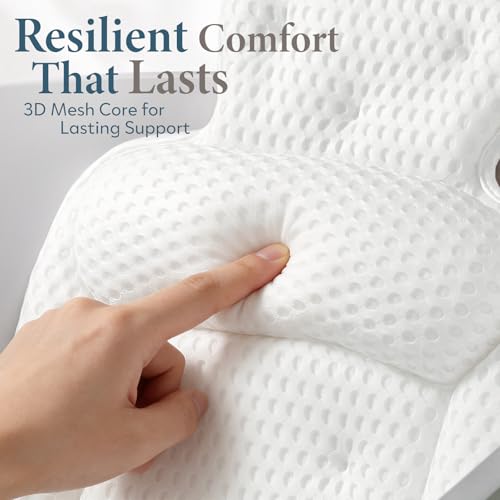 Bath Pillow for Tub with 54 Suction Cups & 3D Mesh