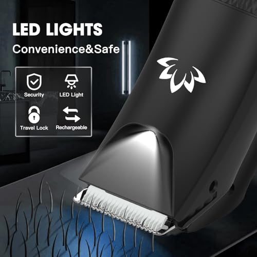 Ball Trimmer for Men & Women, Body Hair Shaver with LED Light