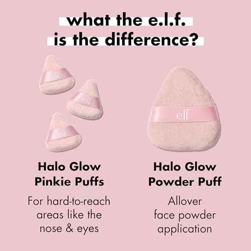 e.l.f. Halo Glow Pinkie Puffs, Finger-sized, Mini Puff For Applying Loose & Pressed Powders, Soft, Reusable & Washable, Vegan & Cruelty-Free, Set of 3