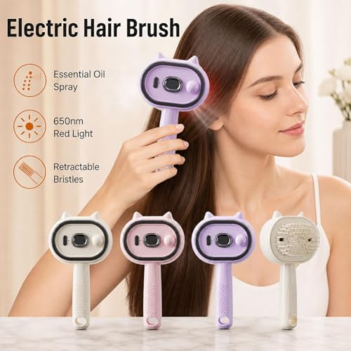 Electric Spray Massage Comb with Mist Function - Anti-Static Hair Brush