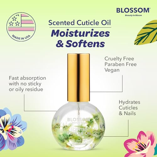 Blossom Hydrating, Moisturizing, Strengthening, Gourmand Scented Cuticle Oil, Infused with Real Flowers, Made in USA, 0.5 fl. oz, Matcha