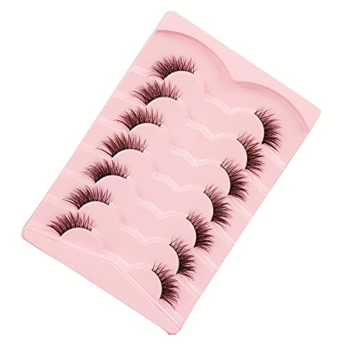 Half Lashes Cat Eye 3D Fluffy Wispy Clear Band - 7 Pairs