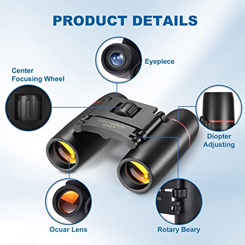 AHFLRITO 8X21 Compact Binoculars - Lightweight Waterproof for Adults