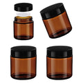 4-Pack 4oz Amber Glass Jars with Black Lids - Airtight & Leakproof