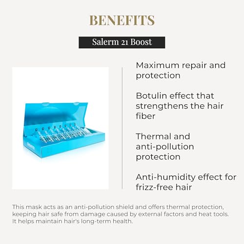 SALERM - Concentrated Hair Mask 21 Boost Hydrating Hair Ampoules - 8 x 13 ml - Repairs Hair - with Heat Protector - Anti-Pollution and Anti-Frizz