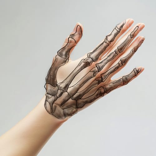 6-Pack Skull Temporary Tattoos – Halloween Skeleton Face Stickers