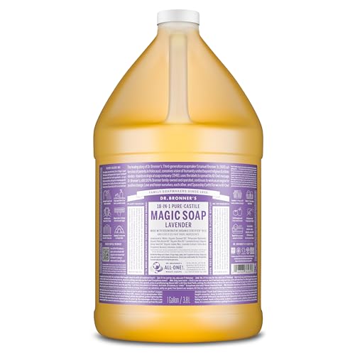 Dr. Bronner's Pure-Castile Magic Soap Liquid (Lavender, 1 Gallon) ? Made with Regenerative Organic Certified Oils- For Face, Hair, Laundry, Dishes- Hand Soaps & Body Wash ? Concentrated, Vegan