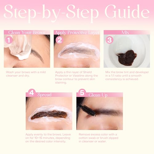Eyebrow Tint Kit - Natural Brown Color, 6+ Weeks Long Lasting