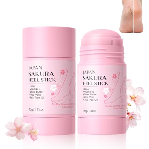 Craetos Japan Sakura Heel Repair Stick - Deep Moisturizing Foot Care for Cracked & Dry Heels, 2-Pack