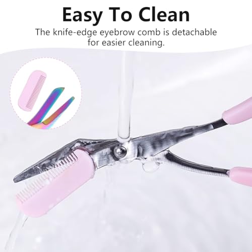 2-in-1 Eyebrow Scissors with Comb - Stainless Steel Trimmer