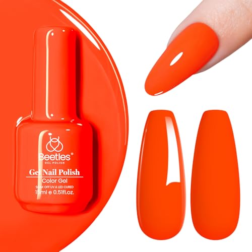 Beetles Neon Orange Gel Polish - 1pc 15ml Bright Vibrant Creme Orange (M)