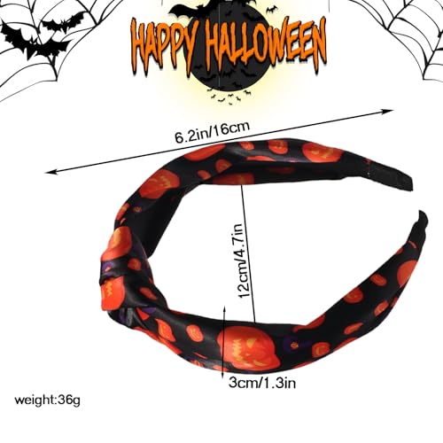 HAKJXOS Halloween Headbands for Women Men Pumpkin Witch Hat Hair Accessories for Women Black Headband Halloween Knot Design Head Bands for Women Hair Cute Non Slip Hair Bands Styling Accessories