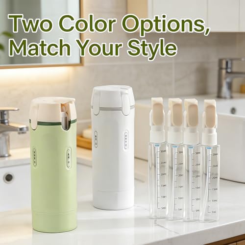 EdenEcho 4-in-1 Travel Dispenser Set - Green, Leak-Proof 30ML Bottles with Stickers