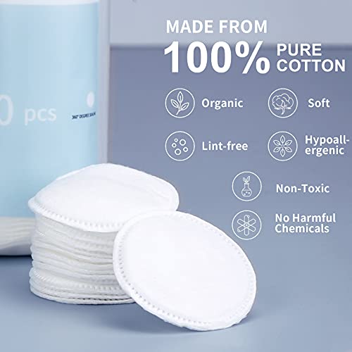 MSQ 500 Count Cotton Rounds Makeup Remover Pads Hypoallergenic Facial Cotton