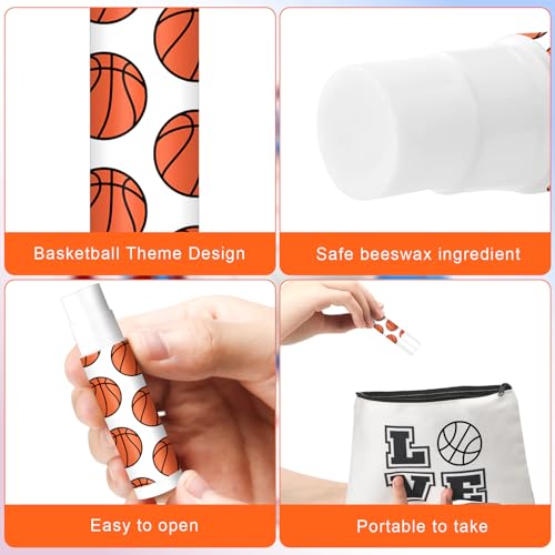 24 Pcs Basketball Lip Balm Bulk for Team Gifts Sports Moisturizing Jasmine Taste Lipstick Basketball Party Favors for Women Players Sports Teachers Fans Birthday Party Supplies