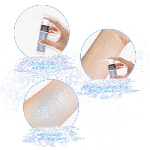 Rainbow Glitter Spray for Hair, Body & Face - Festival Sparkle