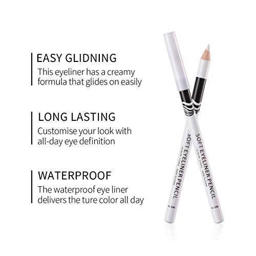 White Eyebrow Eyeliner Pencils Set – 12 Pack Highlighting Pen