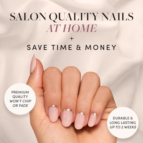 Glamnetic Press On Nails & Brush On Nail Glue Bundle - Goal Digger | Glossy, Semi-Transparent, Short Round Nails, Reusable | Super Strong Nail Glue | Mess-Free, Durable & Long-Lasting