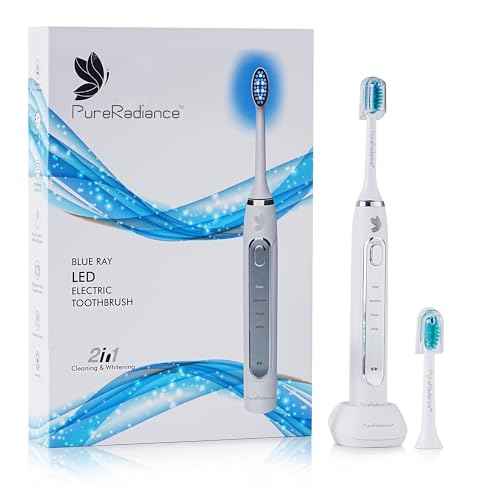 LED Whitening Electric Toothbrush ? Waterproof, Sonic Brush with 6 LED Lights for Whitening, Soft Bristles, Rechargeable, Travel Case Included ? Ideal Electric Toothbrush for Adults