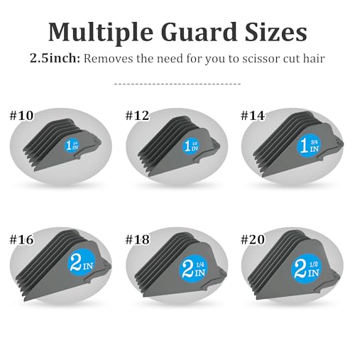 Clipper Guards for Wahl 10 12 14 16 18 20 Hair Clipper Guards 6pcs Extra Long Clipper Guard Attachments 2.5 Inch Clipper Guides Multiple Sizes Universal 2.5", 2.25", 2", 1.75", 1.5", 1.25" (Dark Gray)