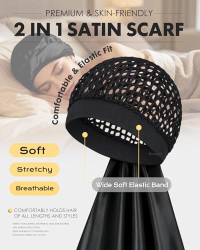 Silk Press Hair Wrap Scarf with Machine-Woven Mesh Net